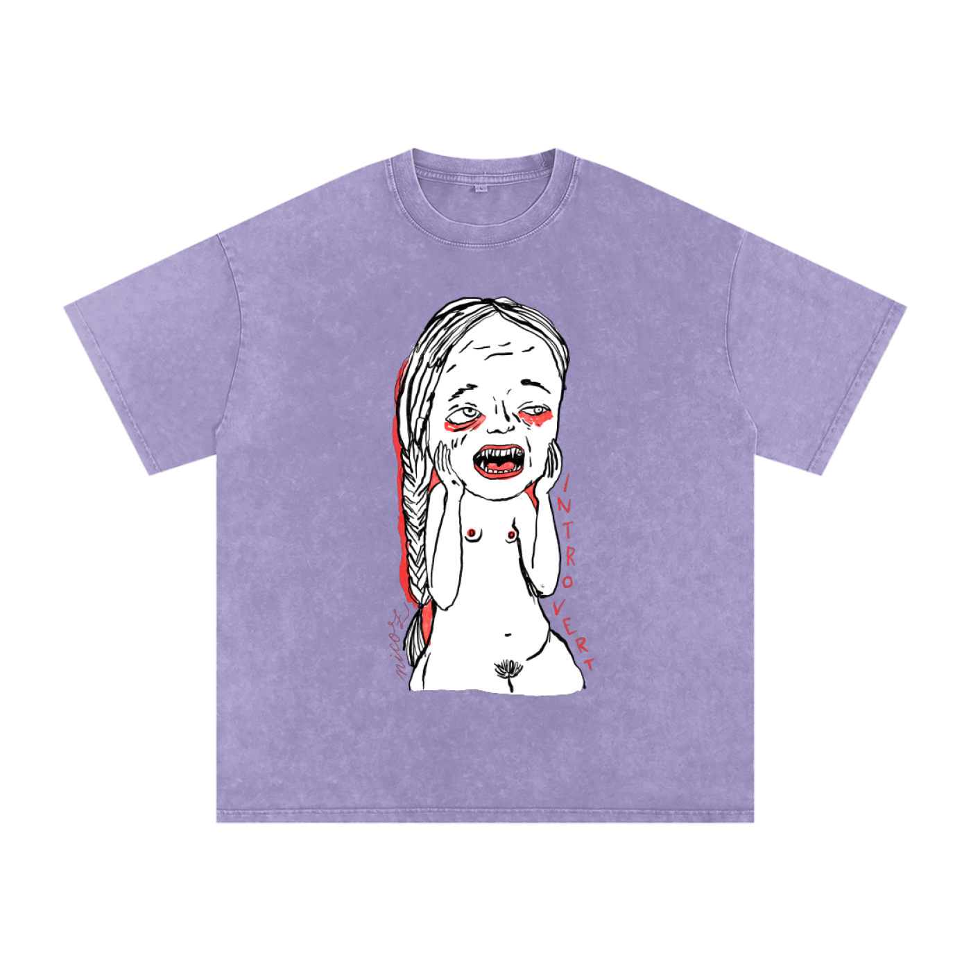 introvert,oversize tee,illustration