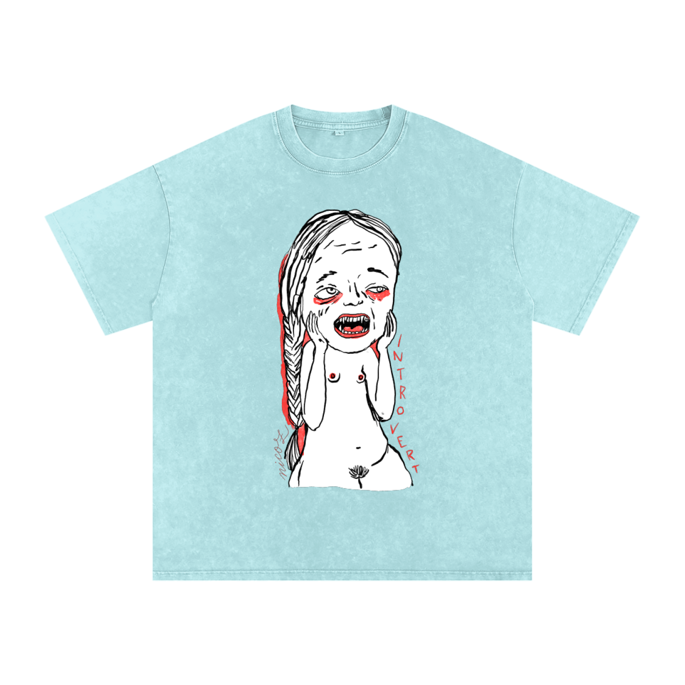 introvert,oversize tee,illustration