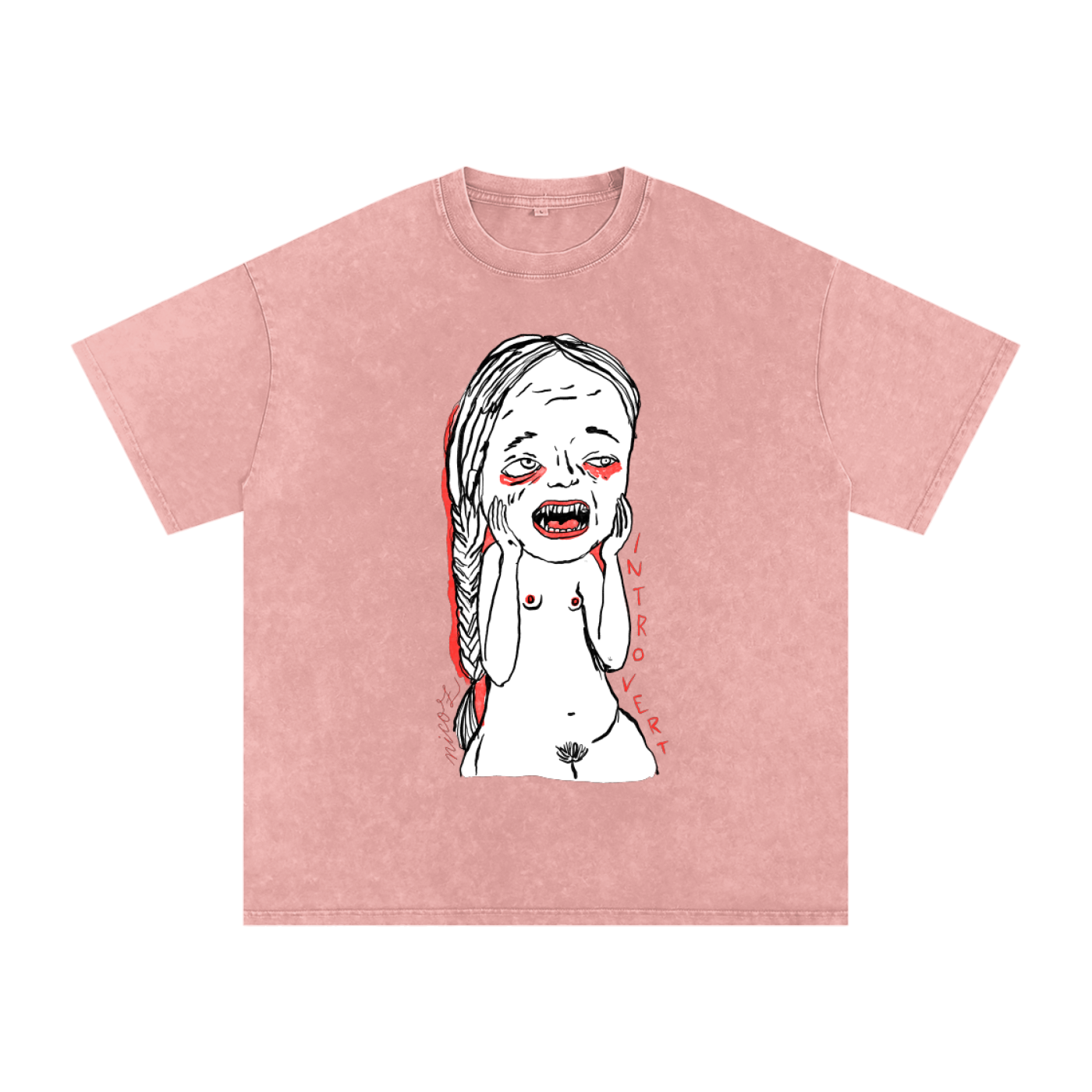 introvert,oversize tee,illustration